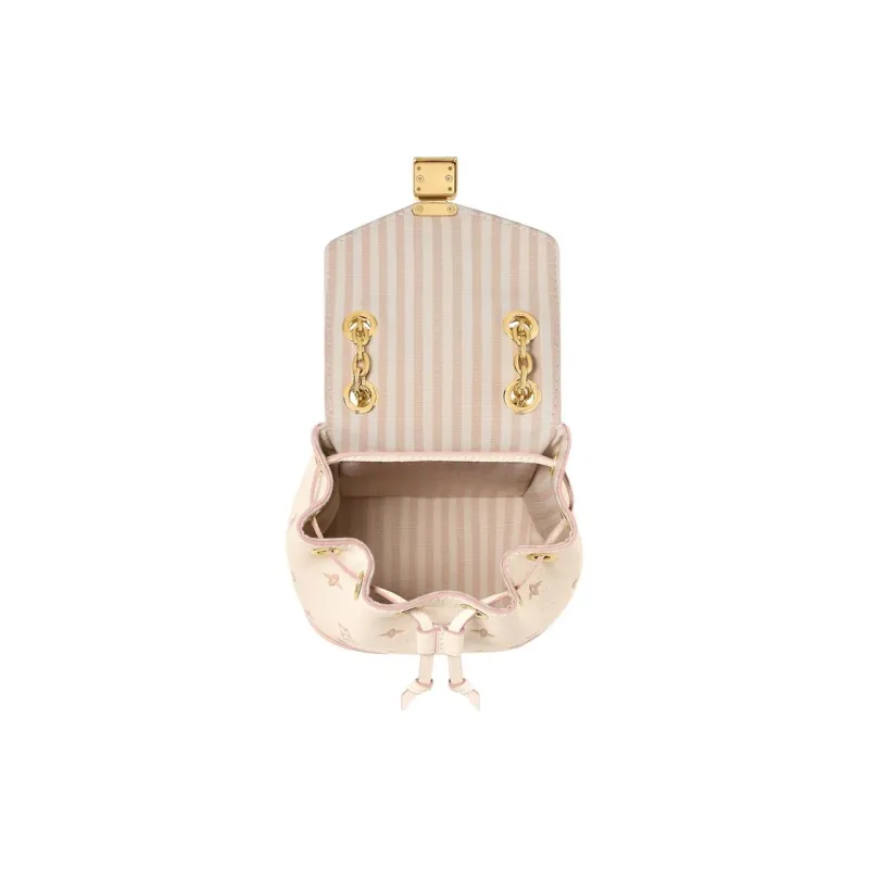 LOUIS VUITTON Embossed Grain Cow Leather Backpack Women's Beige-3