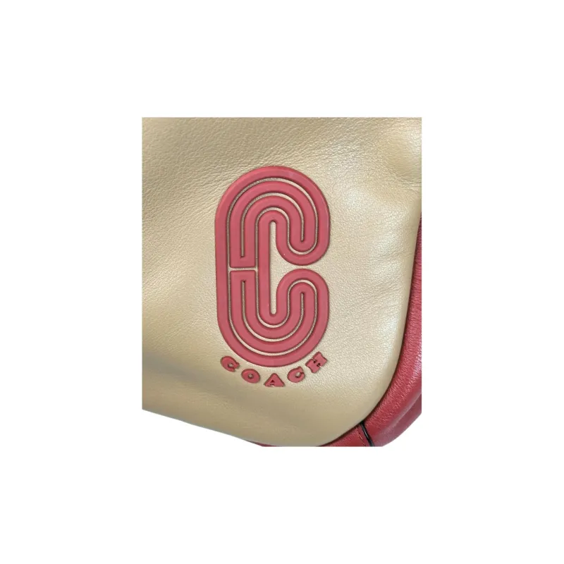 COACH Edge Calfskin Backpack Large Size Unisex Brown & White-4