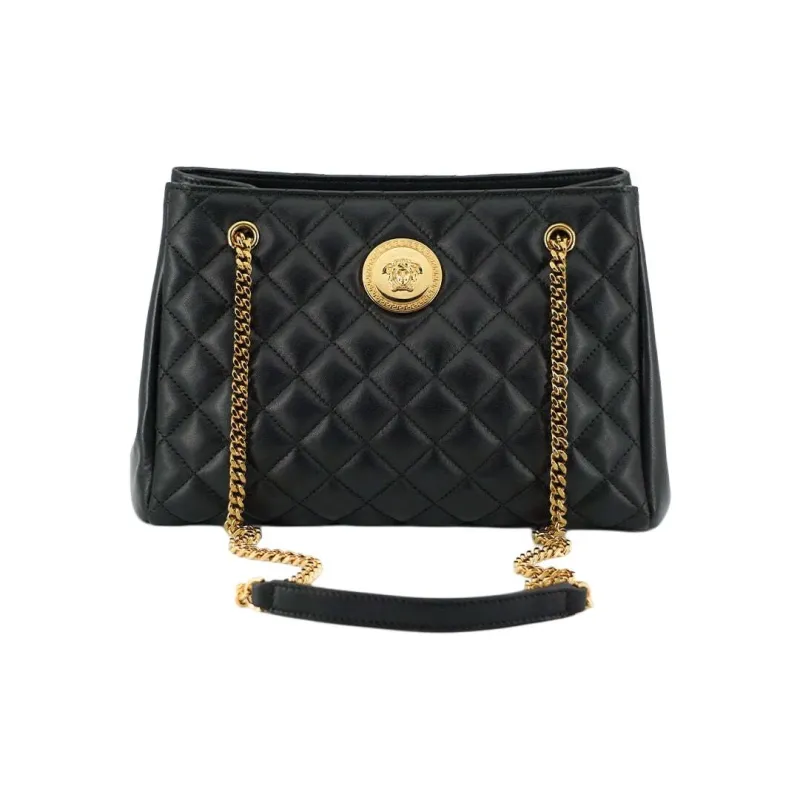 FANSIZHE Leather Shoulder Bag Women's Black-1