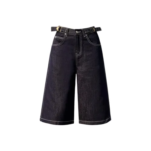 Rose Denim Shorts Women's Dark Blue