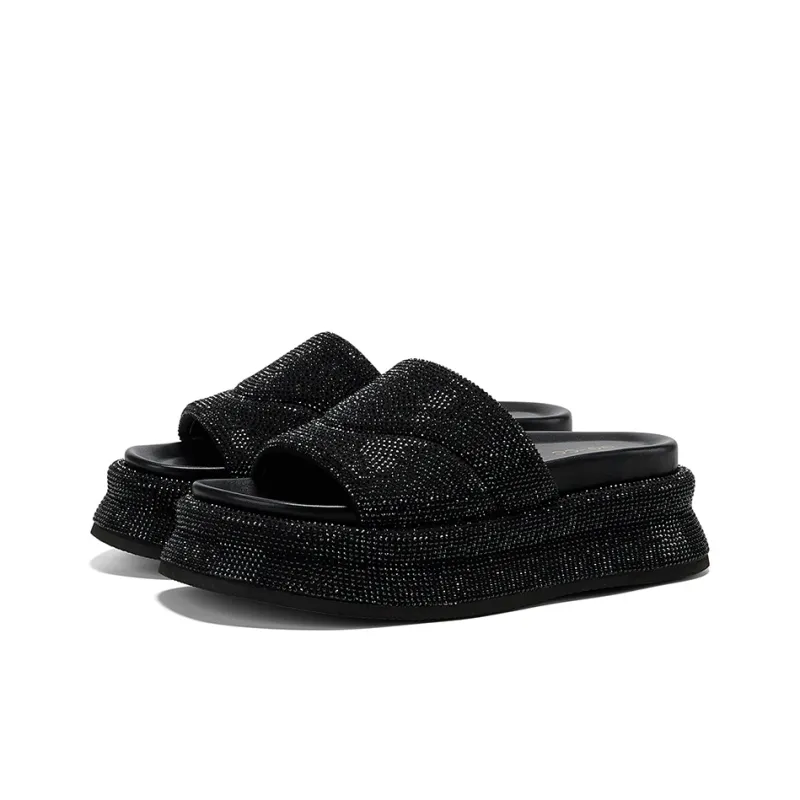 GG CC Rhinestone Slip Resistant Abrasion Resistant Slide Slippers Women's-1
