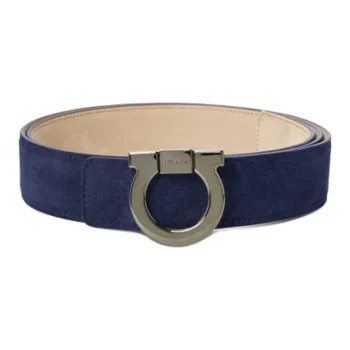 FERRAGAMO Suede Leather Belts Men's Blue  