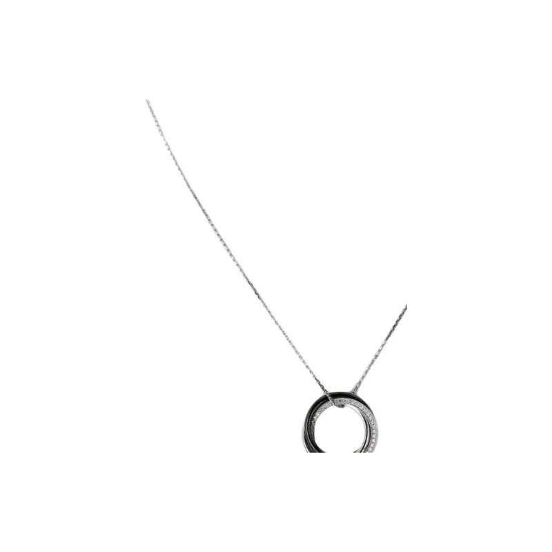 Cartier Pre owned 18kt White Gold Trinity Ceramic And Diamond Pendant Necklace-2
