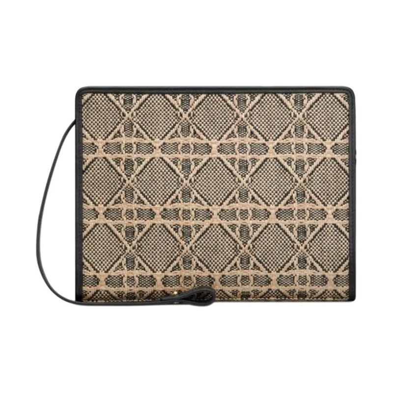 DIOR Calfskin Clutch Women's Beige & Black-0