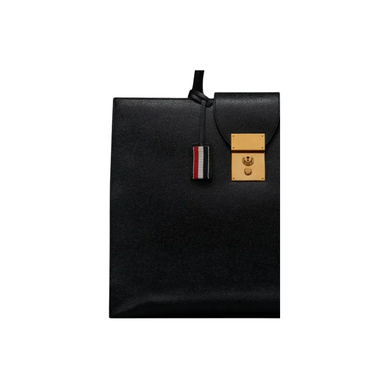THOM BROWNE· Grain Cow Leather Handbag Women's Black-2