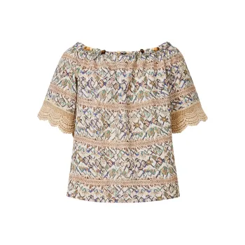 Hopeshow Shirts Women's Light Brown Flower 676