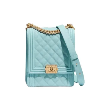 CHANEL LEBOY Embossed Calfskin With Grains Cell Phone Pouch Shoulder Bag Crossbody Bag Women's Light Blue