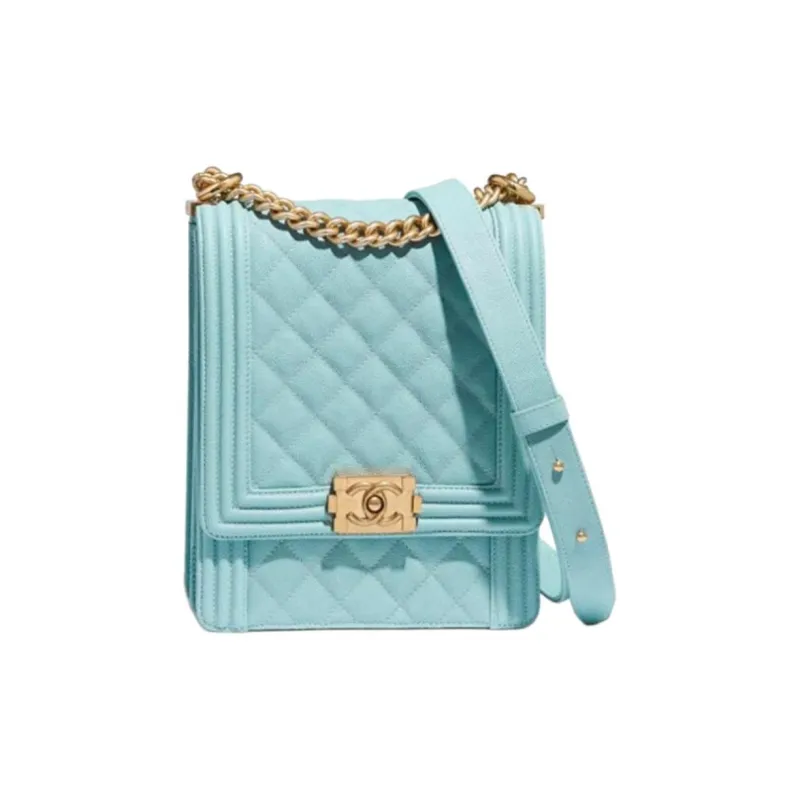 CHANEL LEBOY Embossed Calfskin With Grains Cell Phone Pouch Shoulder Bag Crossbody Bag Women's Light Blue-0