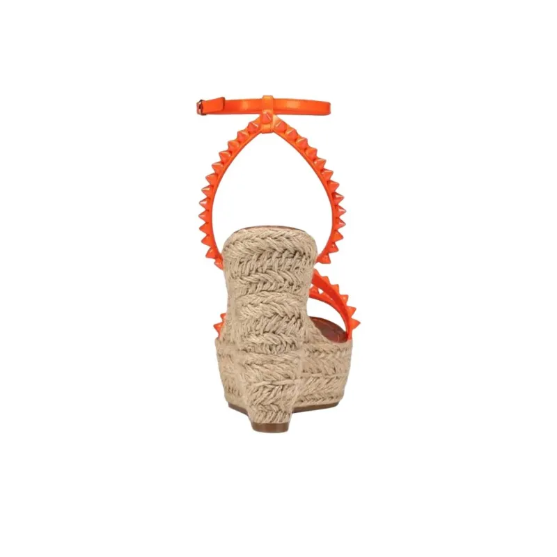 CL LUBOTING Mafaldina Zeppa One Strap Sandals 10.8cm Women's Orange-3