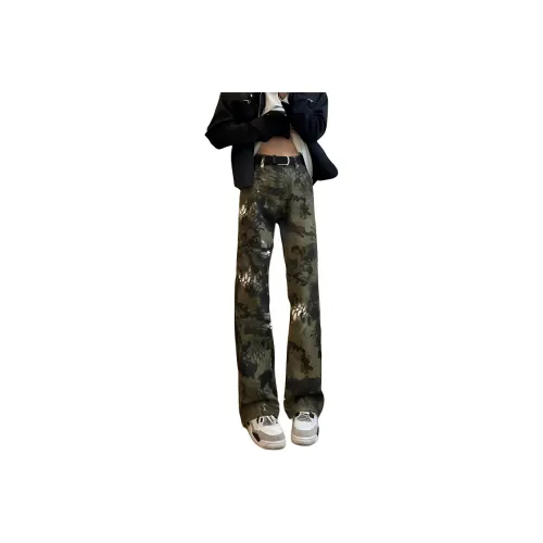 BLANC & ECLARE Jeans Unisex Green Camouflage