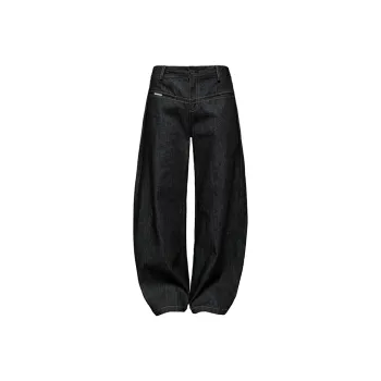 FEAROM Jeans Unisex Black Original Denim Curved Blade Style