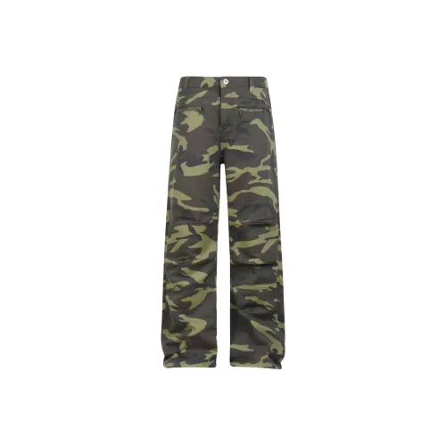 Jeans Cargo Kaki à Taille Camouflage