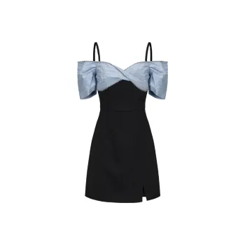 GIMING Slip Dresses Women's Black+Blue
