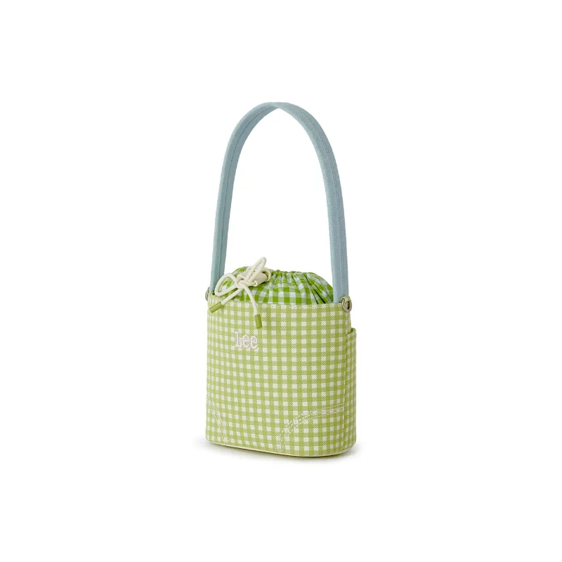 Lee Fabric Bucket Bag, Handbag, Shoulder Bag Women's Green Plaid-5