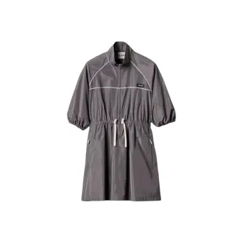 MIU MIU Short Sleeved Dress Women's Silver Gray