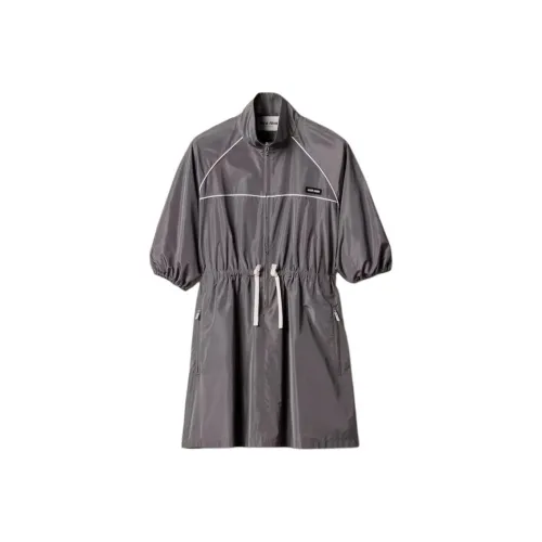 MIU MIU Short Sleeved Dress Women's Silver Gray