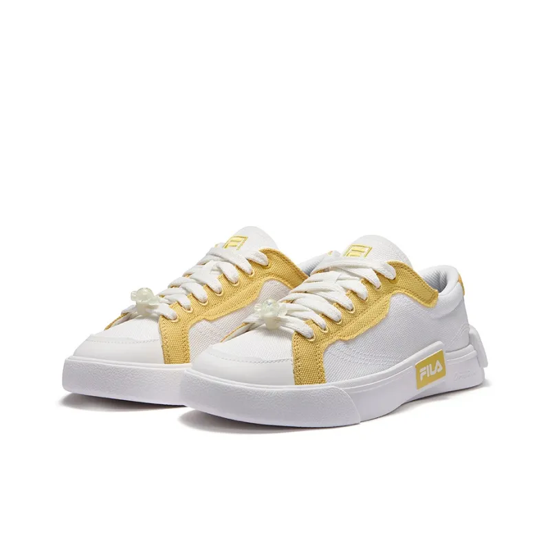 FILA FUSION POP Low Top Skateboard Shoes Women's White Yellow-1
