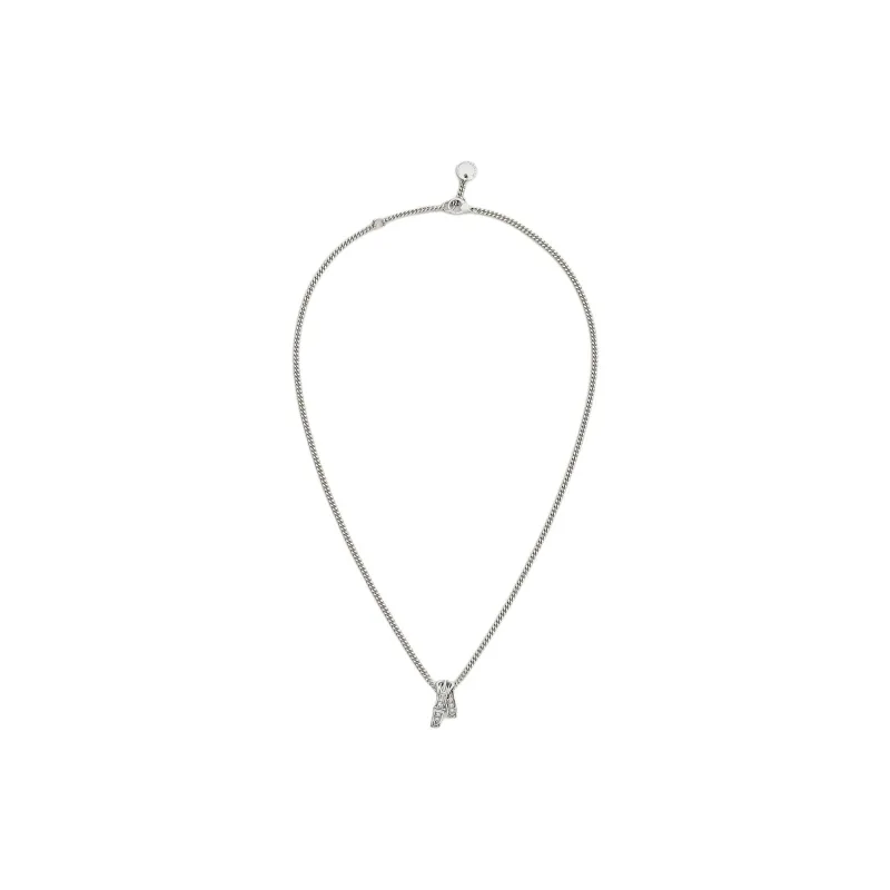 HERMES Diamond 18K White Gold Necklaces Unisex Silver-1