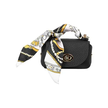 THCN Genuine Leather Pebble Texture Leather Crossbody Handbag Mini Women's Black