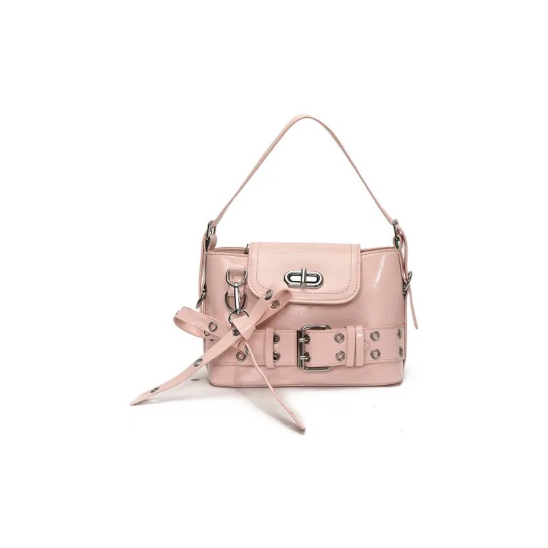 Yalu PU Shoulder Bag Women's Ecru/Black/Pink/Silver-8