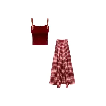 PLANE DRIFT Two Piece Skirt Sets Women's Red Clothing Sets