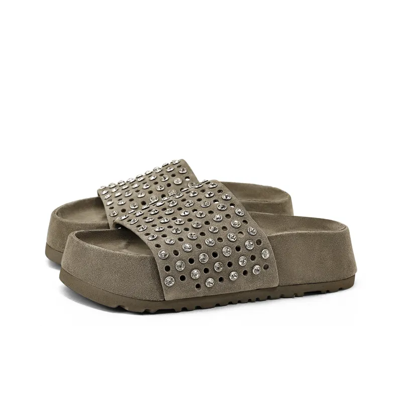 KMD EVA Rhinestone Quiet Slide Slippers Women's-6
