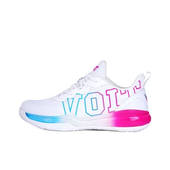 VOIT Cushioning Coverage Rebound Abrasion Resistant Breathable Slip Resistant Low Top Basketball Shoes Unisex White