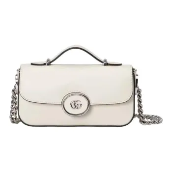 GUCCI PETITE GG Leather One Shoulder Handbag Mini Women's White
