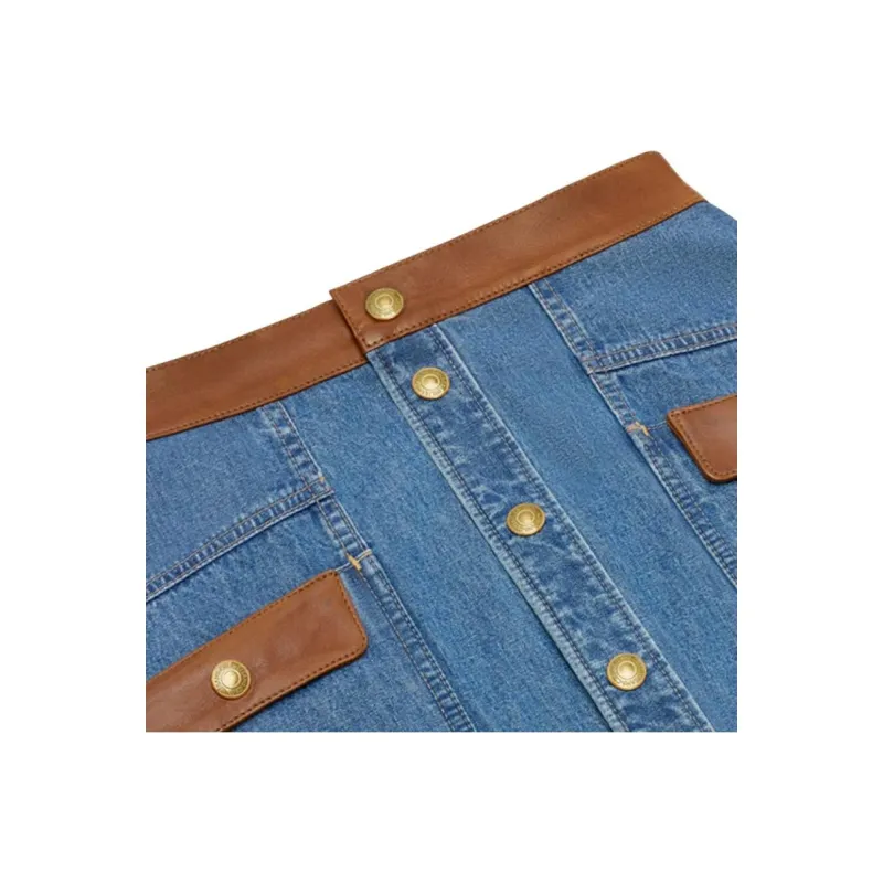 CELINE FW21 Denim Short Skirts Women's Blue-2