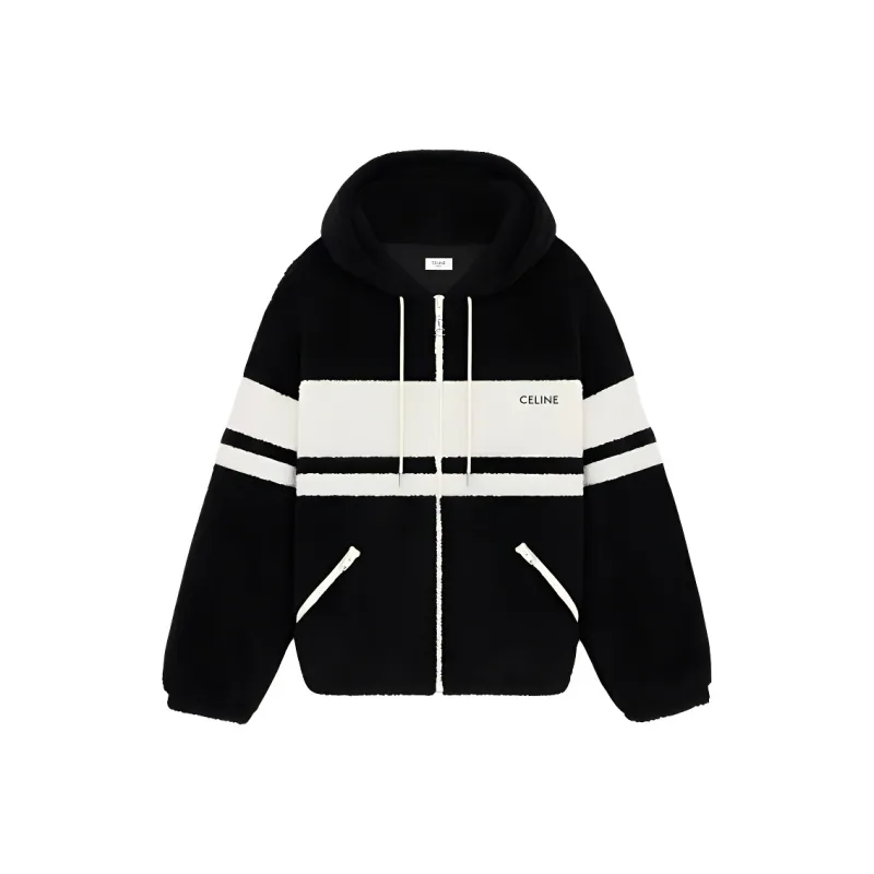 CELINE Hooded Jacket In Jersey Fleece-0