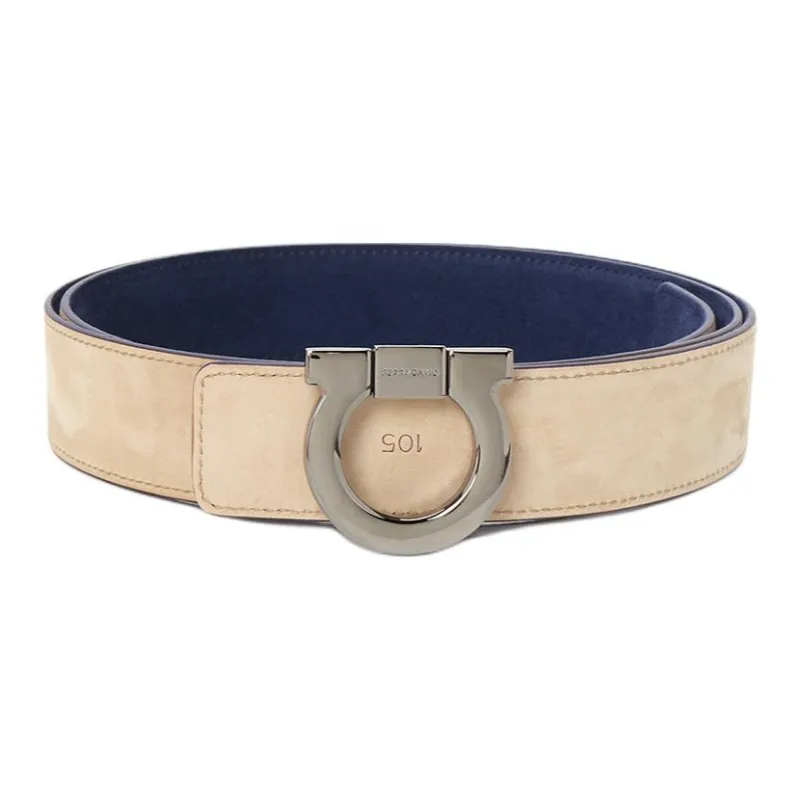 FERRAGAMO Suede Leather Belts Men's Blue  -2