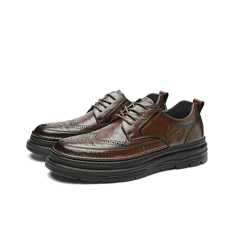 SEPTWOLVES Men's Casual Shoes Men Low Top Black/Brown-4