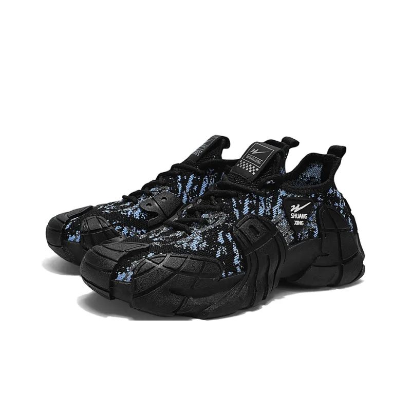 Binary Lightweight, Breathable, And Slip Resistant Low Top Chunky Sneakers Men's Black-2