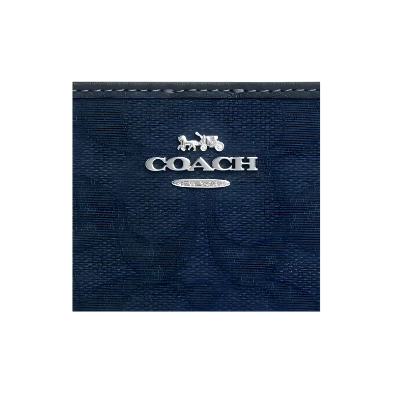 COACH Snap Wallet Cow Leather, Textile Wallet Mini Women's Silver With Dark Denim-3