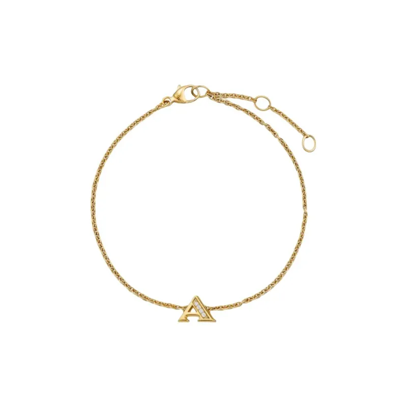 David Yurman 18K Yellow Gold Petite Pavé Initial Diamonds Bracelet-1