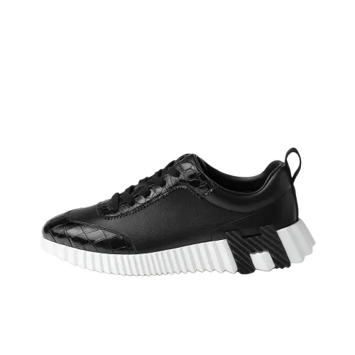 HERMES Bouncing Slip Resistant Mid Top Casual Shoes Women's Black