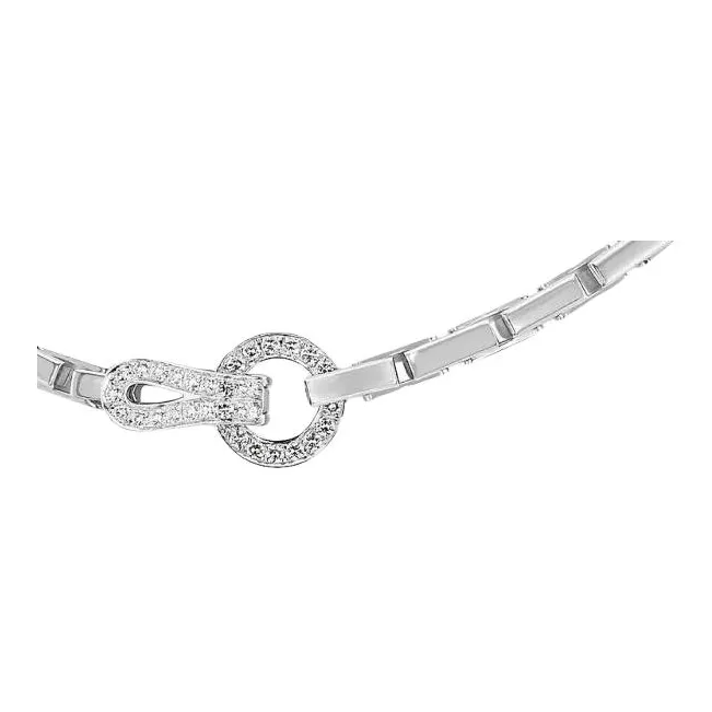 Cartier 2010s 18K White Gold Agrafe Diamond Pendant Necklace-2