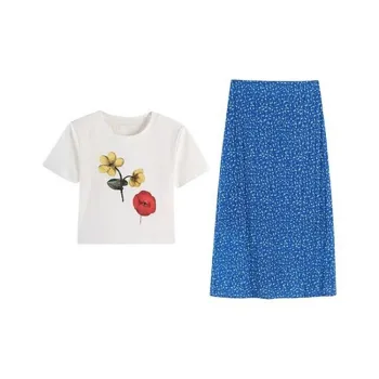 PLANE DRIFT Two Piece Skirt Sets Women's White+Blue