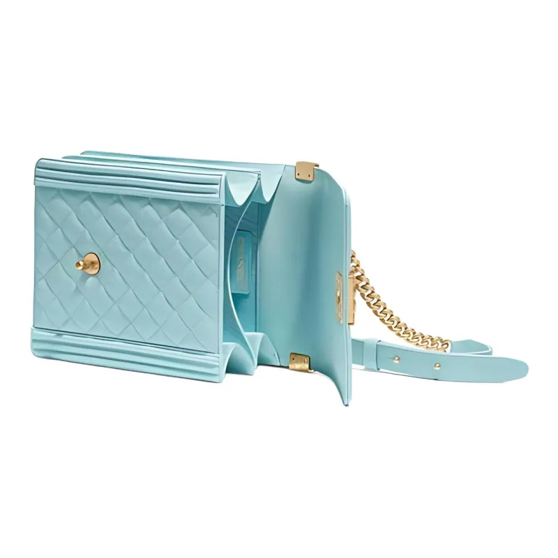 CHANEL LEBOY Embossed Calfskin With Grains Cell Phone Pouch Shoulder Bag Crossbody Bag Women's Light Blue-2