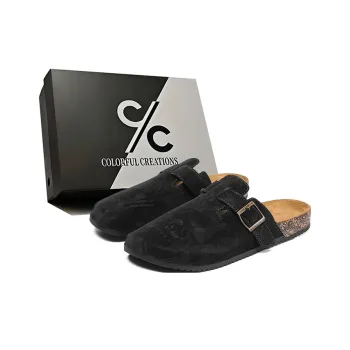 Colorful Creations Cork Sole Stitching Slip Resistant Abrasion Resistant Quiet Closed Toe Slippers Unisex