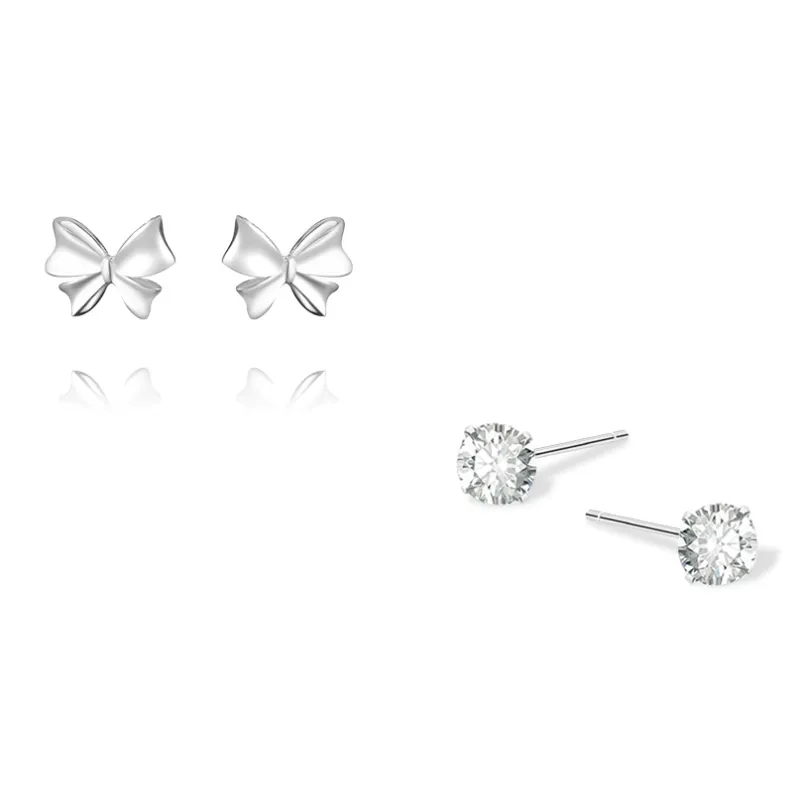 KUMET Sterling Silver Stud Earrings Women's-0