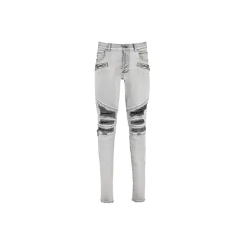 BALMAIN SS22 Jeans Men's Gray White