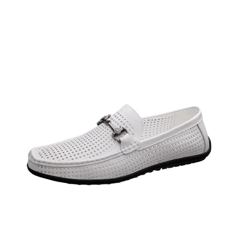 King Jinmai Men's Casual Shoes Men Low Top Black Perforated/White Perforated/Blue Perforated-2