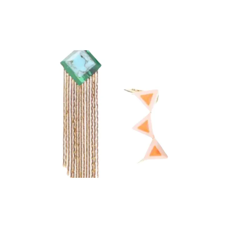 FENDI 20th Century Plated Enamel Mismatched Drop Push Back Earrings Costume Earrings-1