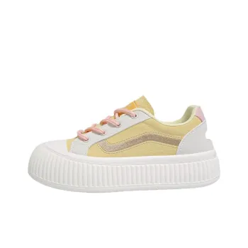 BBMTR Skateboard Shoes Women's Low Top Cream Puff Yellow Puff Powder Cream Puff White