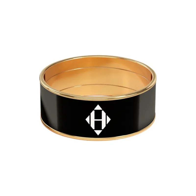 HERMES Enamel Rings Women's Gold/Black-0