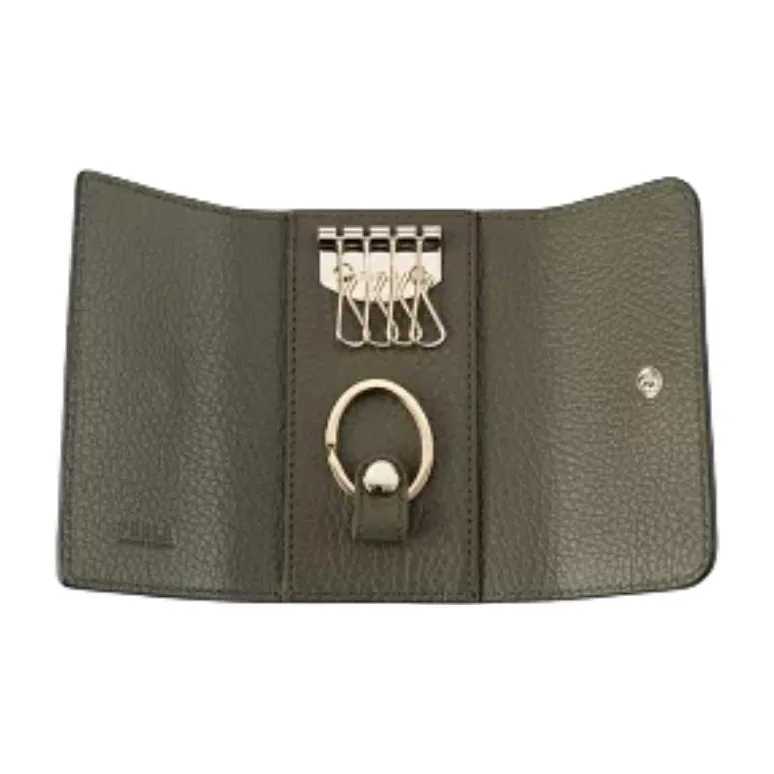 Furla Leather Key Pouch Men's Khaki Green-3