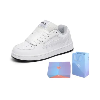 KATHRYN WILSON Height Increasing Abrasion Resistant Lightweight Slip Resistant Low Top Skateboard Shoes Unisex White