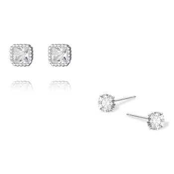 KUMET Sterling Silver Stud Earrings Women's