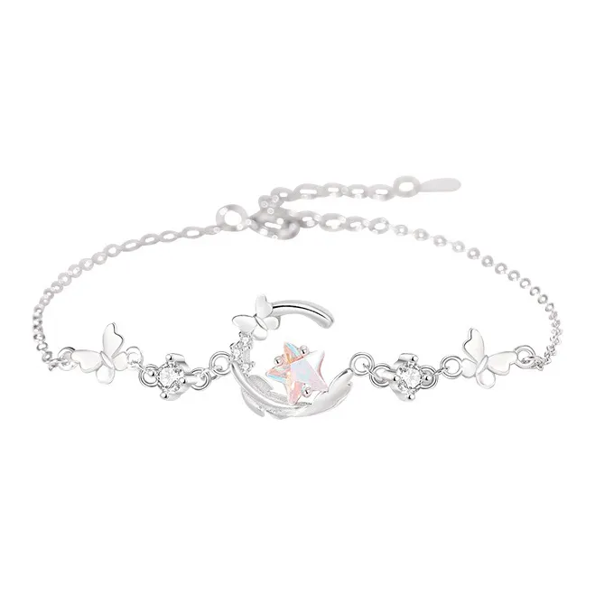 DAWO 925 Sterling Silver Design Mori Style Stars Refreshing Sweet Style Bracelet Women's-0